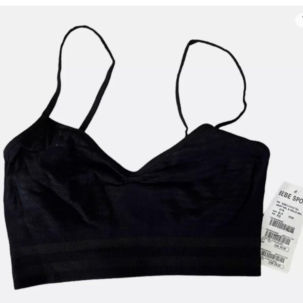 🆕BEBE Black Cami Bra Ladies size P/S fits like an XXS NWT